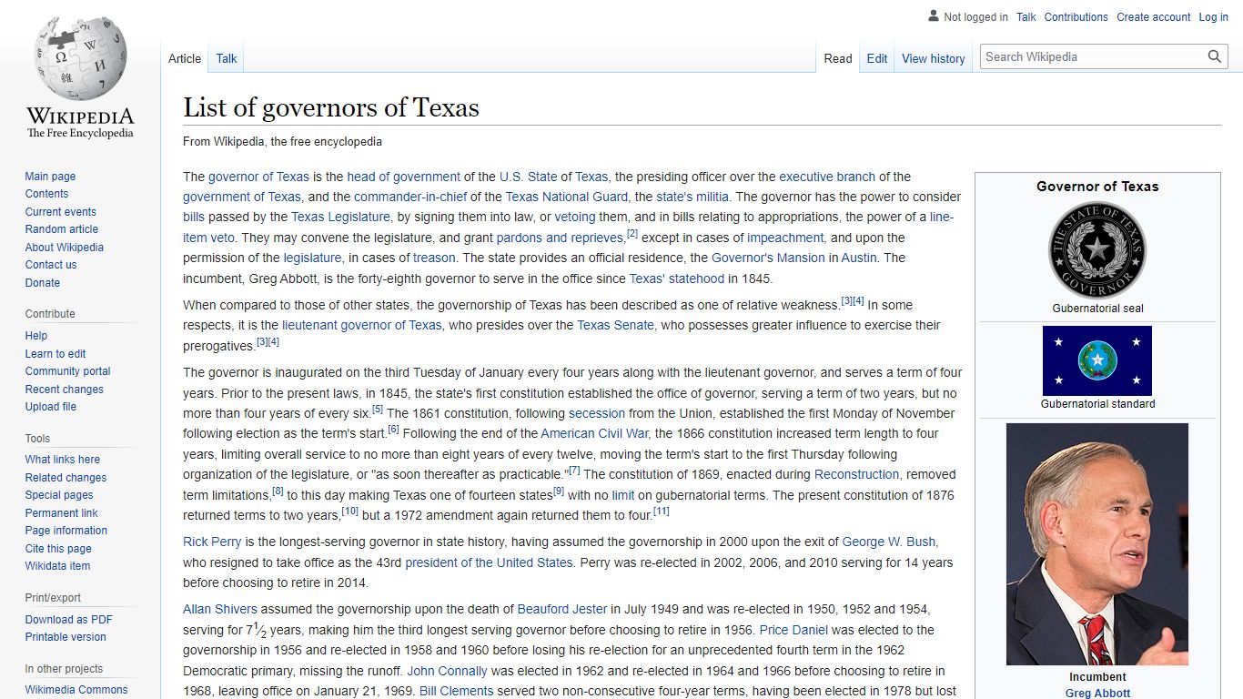 List of governors of Texas - Wikipedia